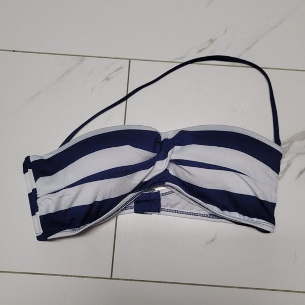 ~ womens blue and white striped mossimo bikini top - one strap